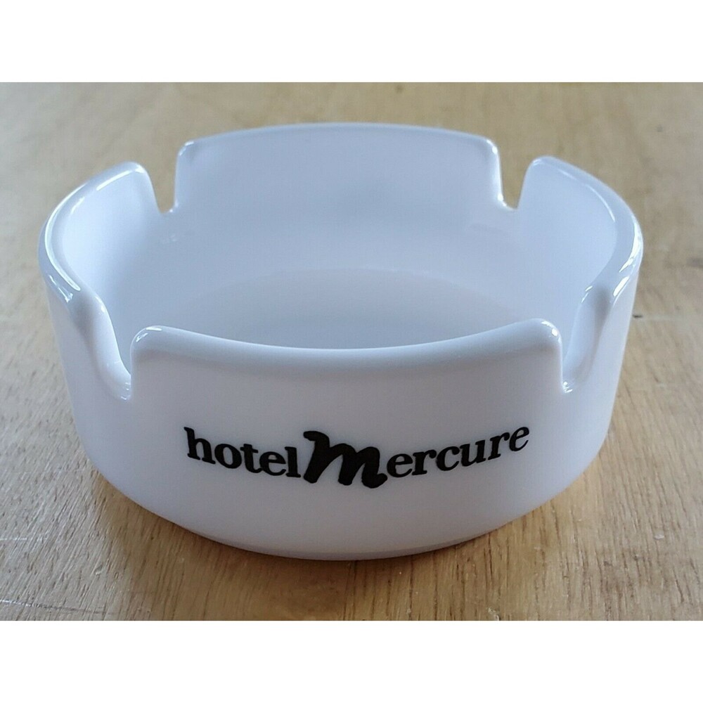 Hotel Mercure Ashtray Milk White Glass Souvenir Travel France Vintage Collector